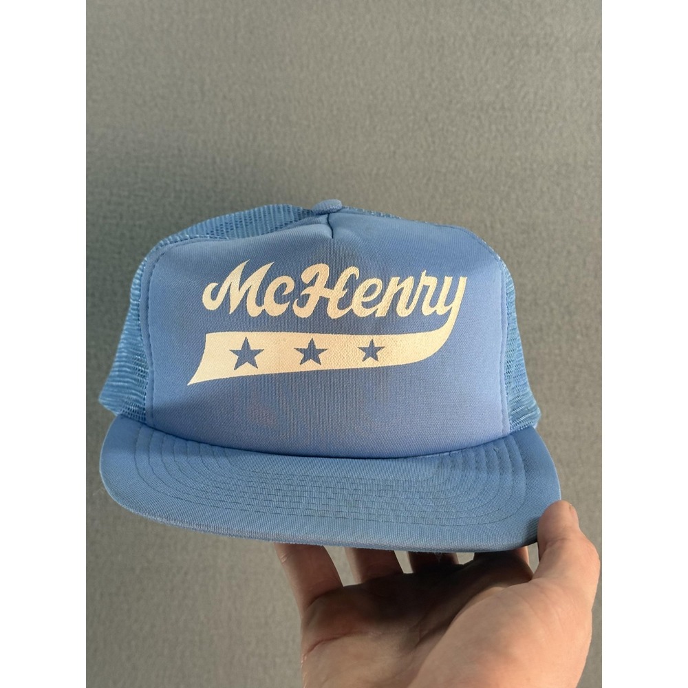 McHenry Hat Cap Snap Back Mens One Size Blue Mesh Trucker Stars Graphic Players